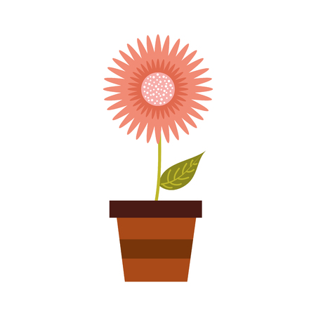 A potted dahlia flower floral ornament garden image vector illustrationのイラスト素材