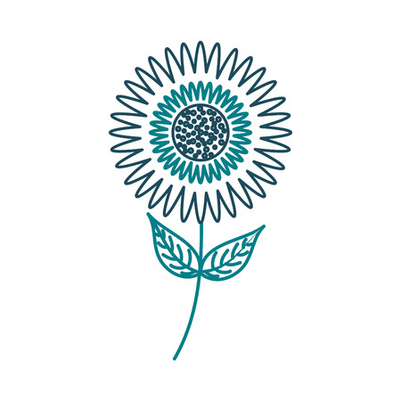 A dahlia flower floral ornament garden petal leaves stem vector illustrationのイラスト素材