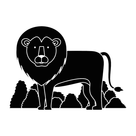 A wild lion with bush jungle vector illustration designのイラスト素材