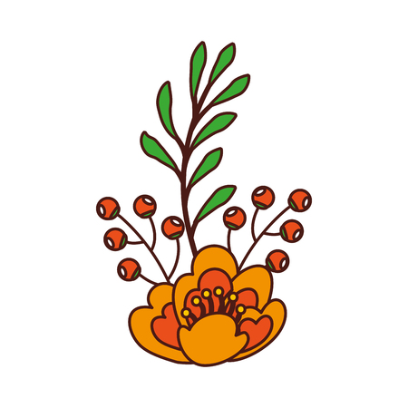 flower leaves branch berries natural vector illustrationのイラスト素材
