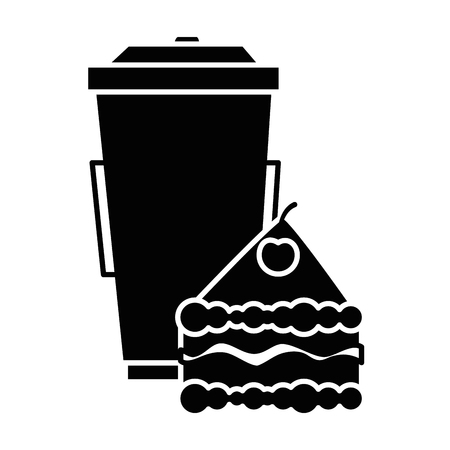 delicious cake portion with beverage vector illustration designのイラスト素材