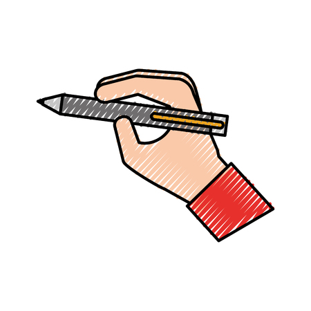 hand with pen write concept vector illustrationのイラスト素材