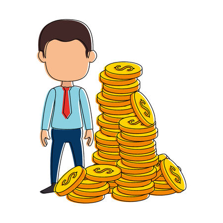 businessman with coins avatar character icon vector illustration designのイラスト素材