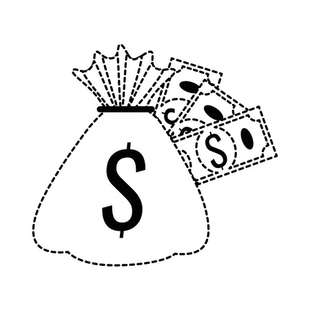 money bag with bills icon vector illustration designのイラスト素材
