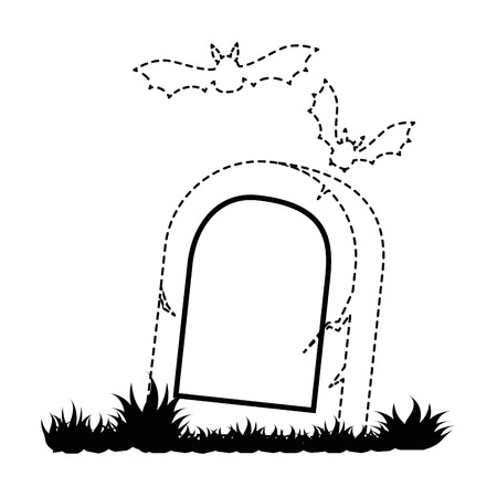grave of dead with vampires flying vector illustration designのイラスト素材
