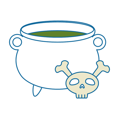 witch boiler with skull vector illustration designのイラスト素材