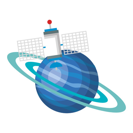 saturn planet with satellite vector illustration designのイラスト素材