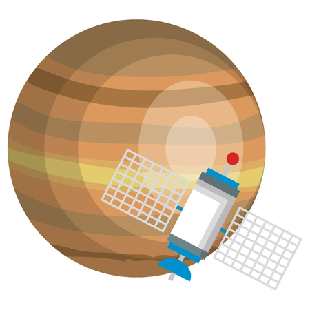 venus planet with satellite vector illustration designのイラスト素材