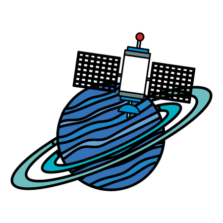 saturn planet with satellite vector illustration designのイラスト素材