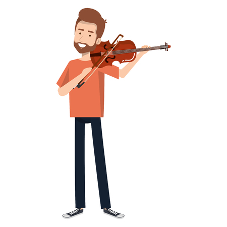 man playing fiddle character vector illustration designのイラスト素材