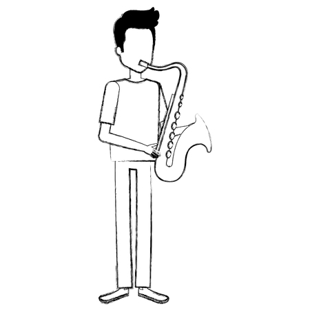 Man playing saxophone characterのイラスト素材