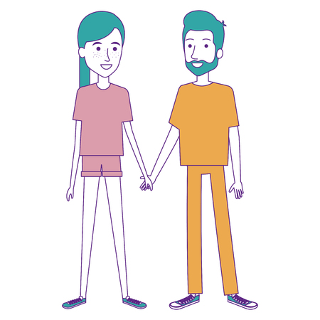 lovers couple avatars character vector illustration designのイラスト素材