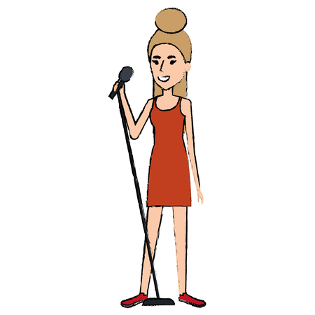 woman singing with microphone vector illustration designのイラスト素材