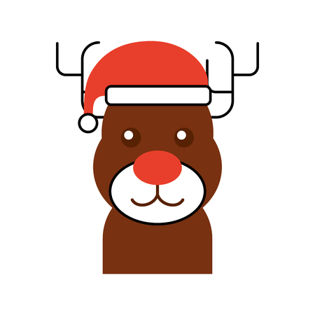 christmas reindeer with hat animal horned funny vector illustrationのイラスト素材