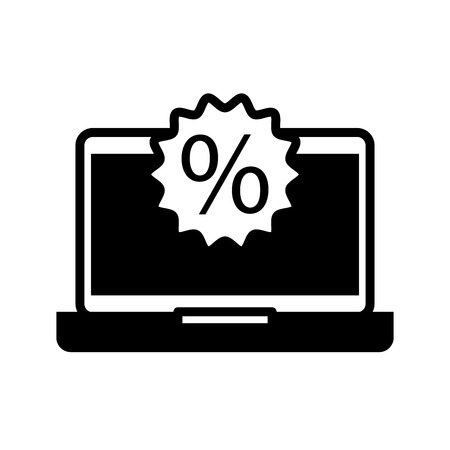 laptop discount sticker offer sale marketing digital vector illustrationのイラスト素材