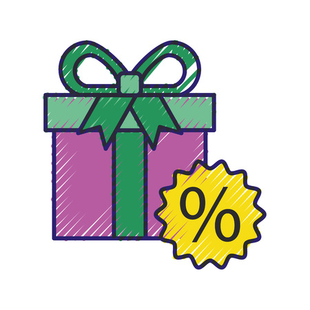 gift box tag discount special offer percent off sign symbol vector illustrationのイラスト素材