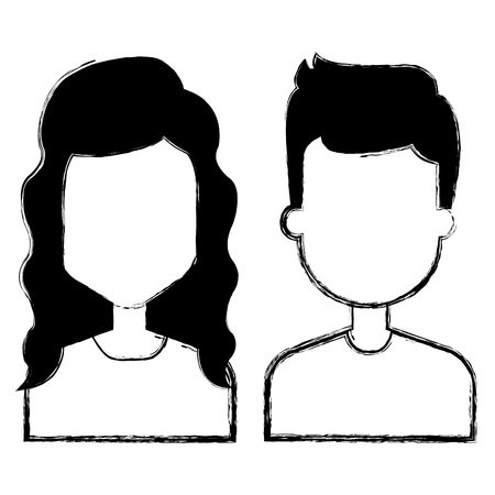 lovers couple avatars characters vector illustration designのイラスト素材