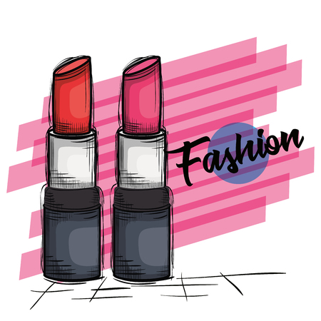 female fashion lipstick icon vector illustration designのイラスト素材