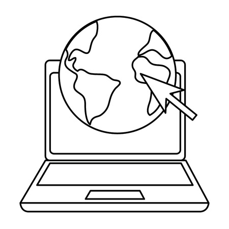laptop computer with planet vector illustration designのイラスト素材