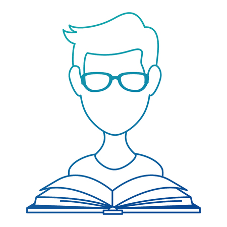 young man with book reading vector illustration designのイラスト素材