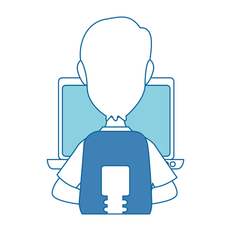 laptop computer with user vector illustration designのイラスト素材