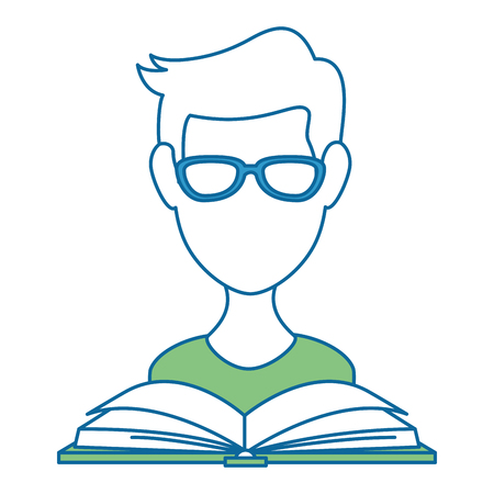 young man with book reading vector illustration designのイラスト素材