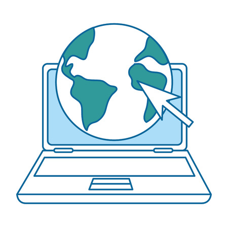 laptop computer with planet vector illustration designのイラスト素材