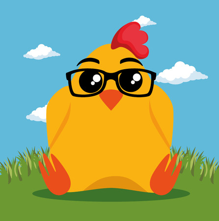 cute chicken animal cartoon vector illustration graphic designのイラスト素材