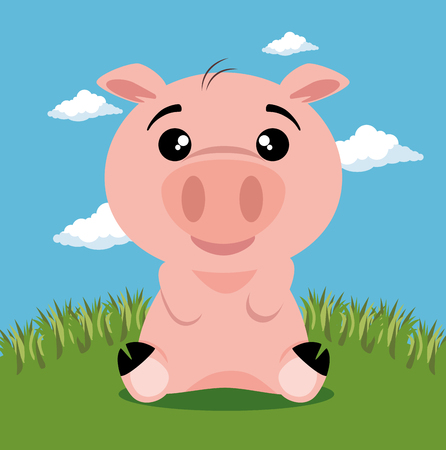 cute pig animal cartoon vector illustration graphic designのイラスト素材