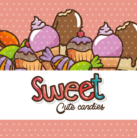 sweets and candies cartoon vector illustration graphic designのイラスト素材