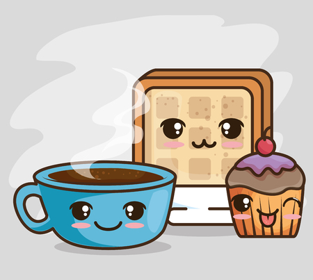 cute breakfast food cartoon vector illustration graphic designのイラスト素材