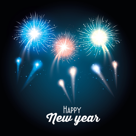 colorful fireworks happy new year background vector illustration graphic designのイラスト素材