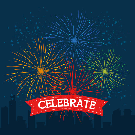 brightly colorful fireworks and celebration background vector illustration graphic designのイラスト素材