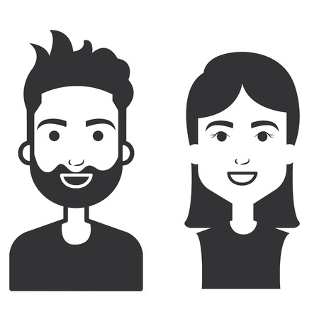 lovers couple avatars characters vector illustration designのイラスト素材