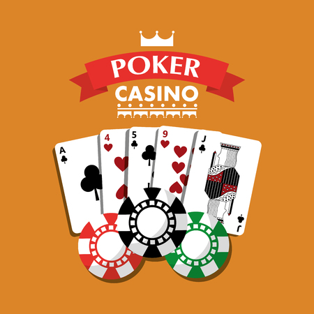 poker casino playing cards combination chips banner vector illustrationのイラスト素材
