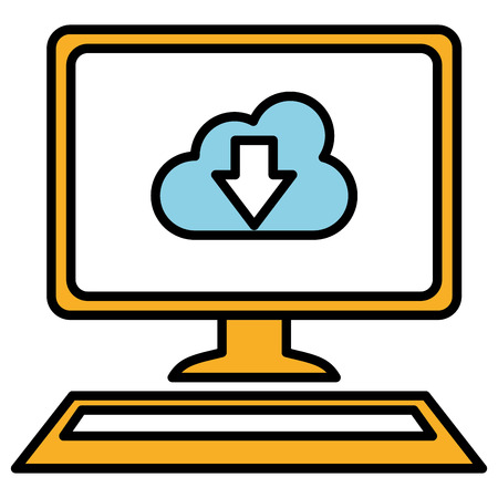 desktop computer with cloud computing vector illustration designのイラスト素材