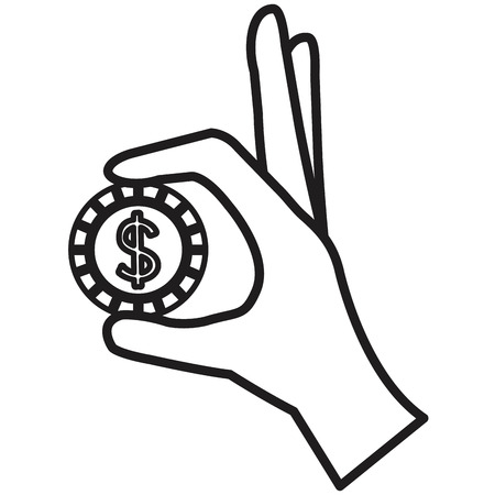 hand with coin money vector illustration designのイラスト素材