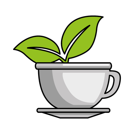 cup with tea leafs vector illustration designのイラスト素材