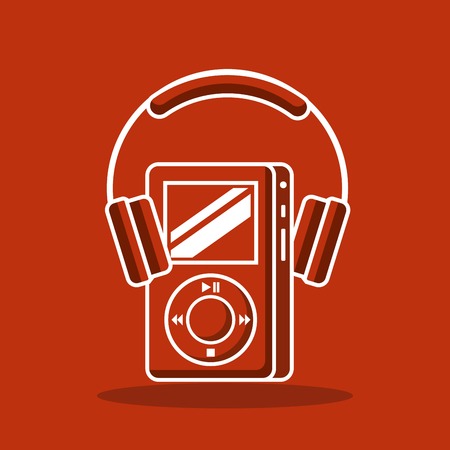 gadget mp4 and earphones device technology modern vector illustrationのイラスト素材