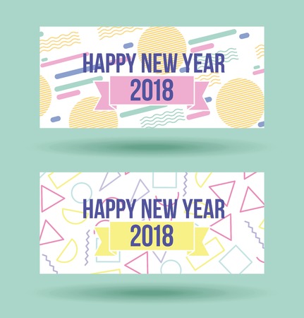 happy new year 2018 card greeting celebration party vector illustrationのイラスト素材