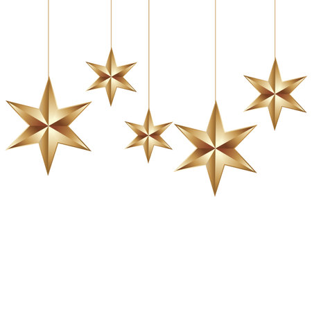 Christmas ornaments with stars hanging and decoration vector illustrationのイラスト素材