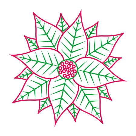 christmas poinsettia flower and leaves decoration vector illustrationのイラスト素材