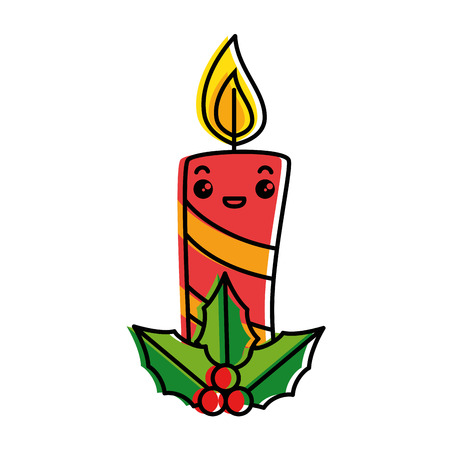 christmas candles kawaii character vector illustration designのイラスト素材