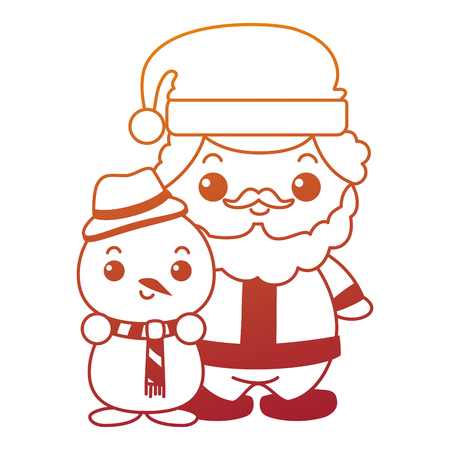 cute santa claus with snowman  characters vector illustration designのイラスト素材
