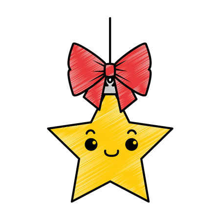 christmas star hanging  character vector illustration designのイラスト素材