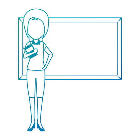 beautiful teacher female with chalkboard avatar character vector illustration designのイラスト素材