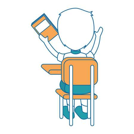 little student in school chair vector illustration designのイラスト素材