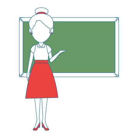 beautiful teacher female with chalkboard avatar character vector illustration designのイラスト素材