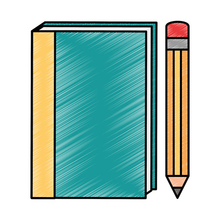 text book with pencil vector illustration designのイラスト素材