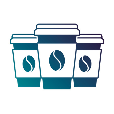 set of three paper coffee cup beverage refreshment vector illustrationのイラスト素材